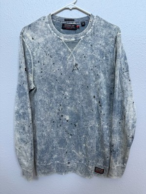 Superdry Garment Dye L.A. Splatter Crew Sweatshirt Mens Size Medium Gray Blue M