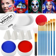 Clown Makeup Kit, White Red Blue Face Paint Joker Makeup Kit, Professional Oil