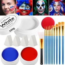 Clown Makeup Kit, White Red Blue Face Paint Joker Makeup Kit, Professional Oil
