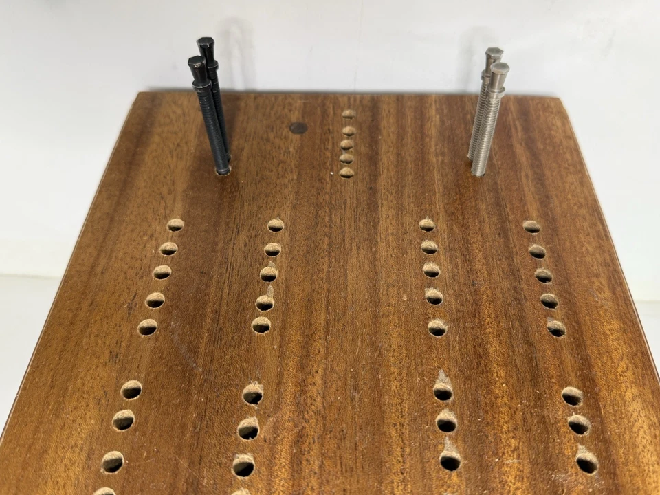 Large Custom Handmade Solid Wood Cribbage Board Camp / Lodge w/ Pegs 24" x 9.5" - Image 4 of 4