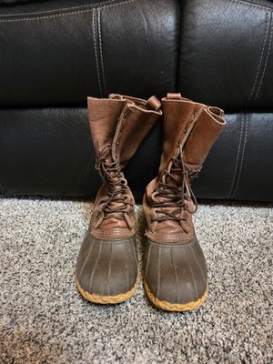Vintage LL Bean Maine Hunting Boots Size 7 Mens Brown Leather Duck Rain USA