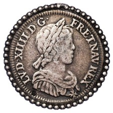 Frankreich - Louis XIV 1/4 &Eacute;cu Mit Kurzer M&egrave;che 1643 Silber