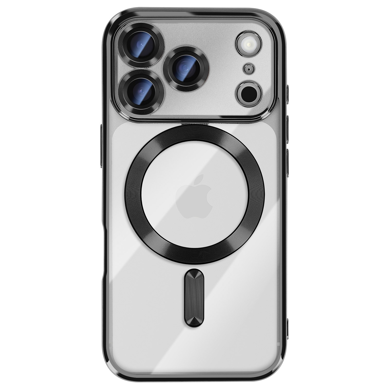 Coque iPhone 17 Pro Max antichoc avec contour chromé argent