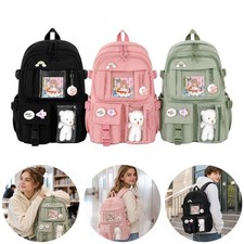 Cute Large Backpack for Girls School Bag with Cute Badge Plush Pendant UK