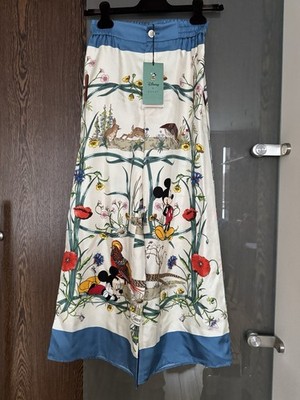 GUCCI X DISNEY Mickey Mouse Celebrates  Damen 100% Seiden Hose It.38 /XS Deut.34