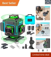 Precision Laser Leveling Tool - 4x360° Green Laser with Self-Leveling & Remote