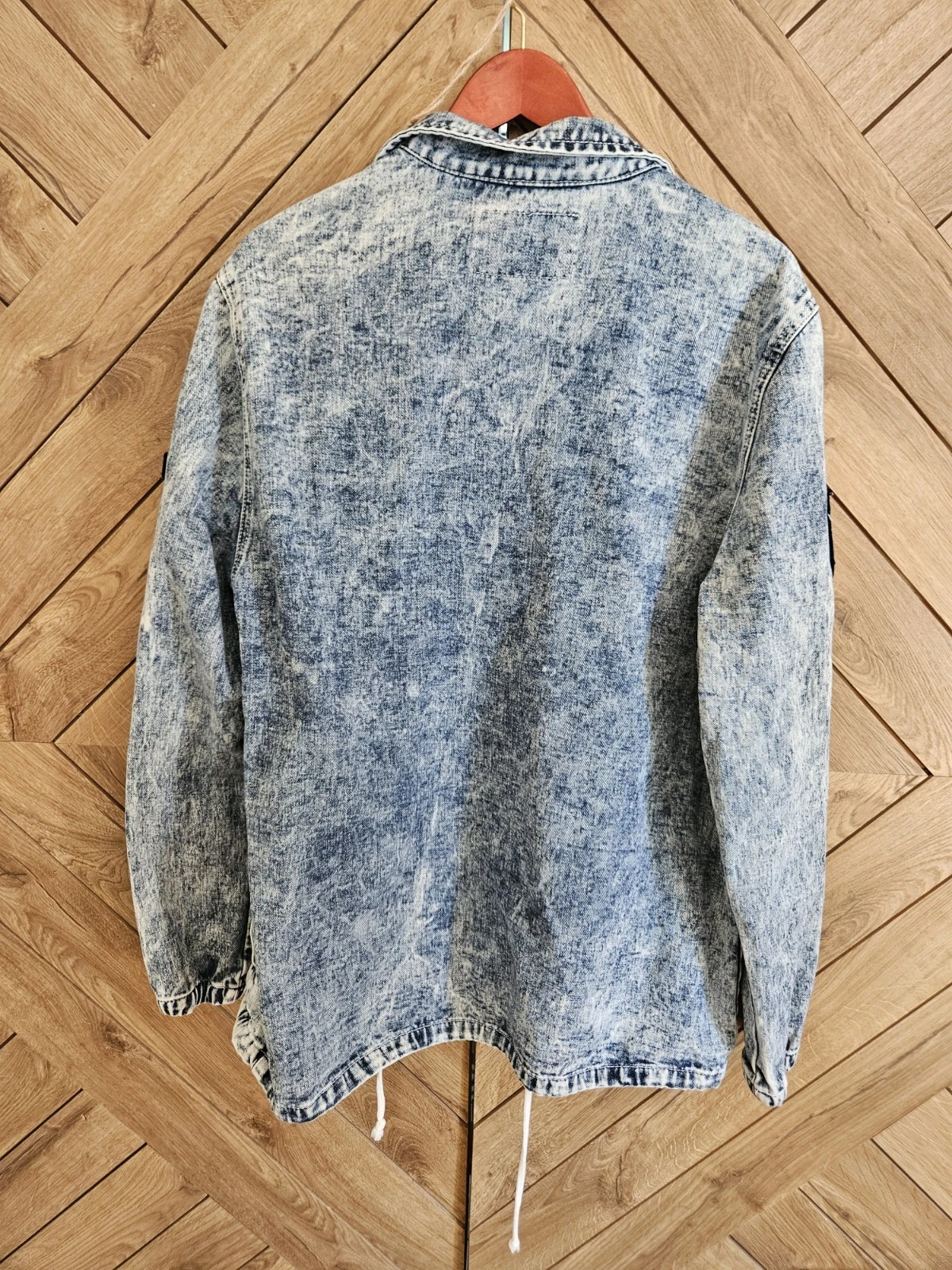 Brooklyn Cloth Men's XL Acid Wash Denim Jacket Military Patches Distressed Jean - product detail image 8
