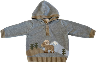 2007 GYMBOREE Wooly Pals Alpine Adventurer Ram Embroidered Hoodie Sweater 18-24M