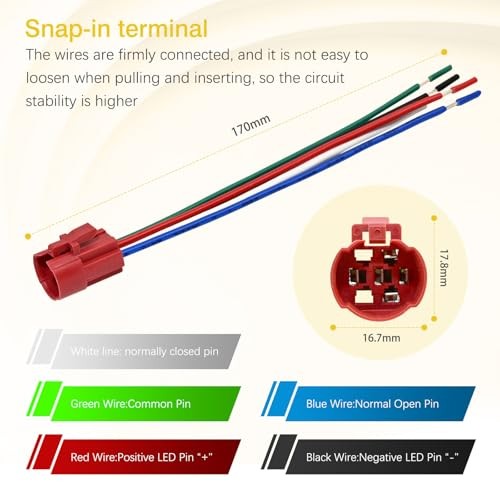 1 Pcs 16mm Latching Push Button Switch with 12V Waterproof Shell Yellow light