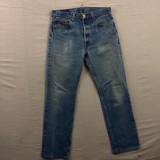 1995 Levi's 501 Straight Leg Jeans Mens 33x34 Blue Made in USA Button Fly Denim