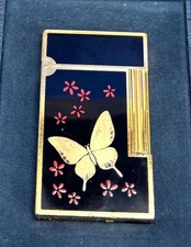 Working S.T.Dupont LINE 2 Makie Lighter w/Box - Rare Gold Lacquer Model