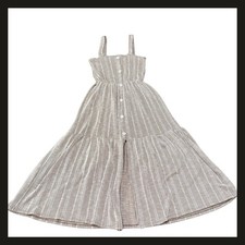 Caution to the Wind Striped Button Front Tiered Midi Sundress Women’s Small EUC