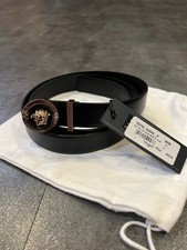575 Versace Men Belt Black Gold Buckle Medusa Size 115 CM / 46 Inches