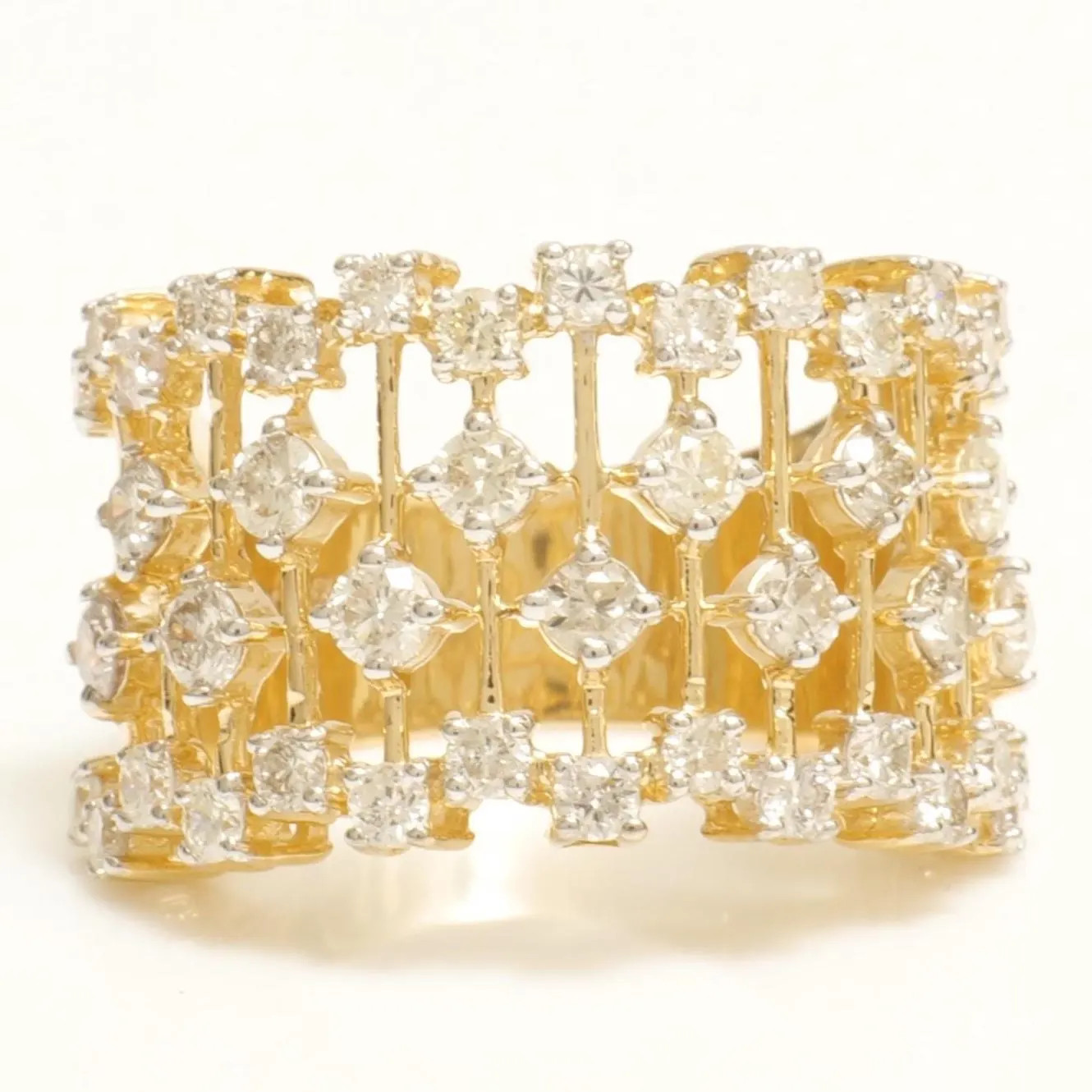1.90ct Natural Diamond Band Ring 14k Gold Cage Wide Cocktail Jewelry Gift