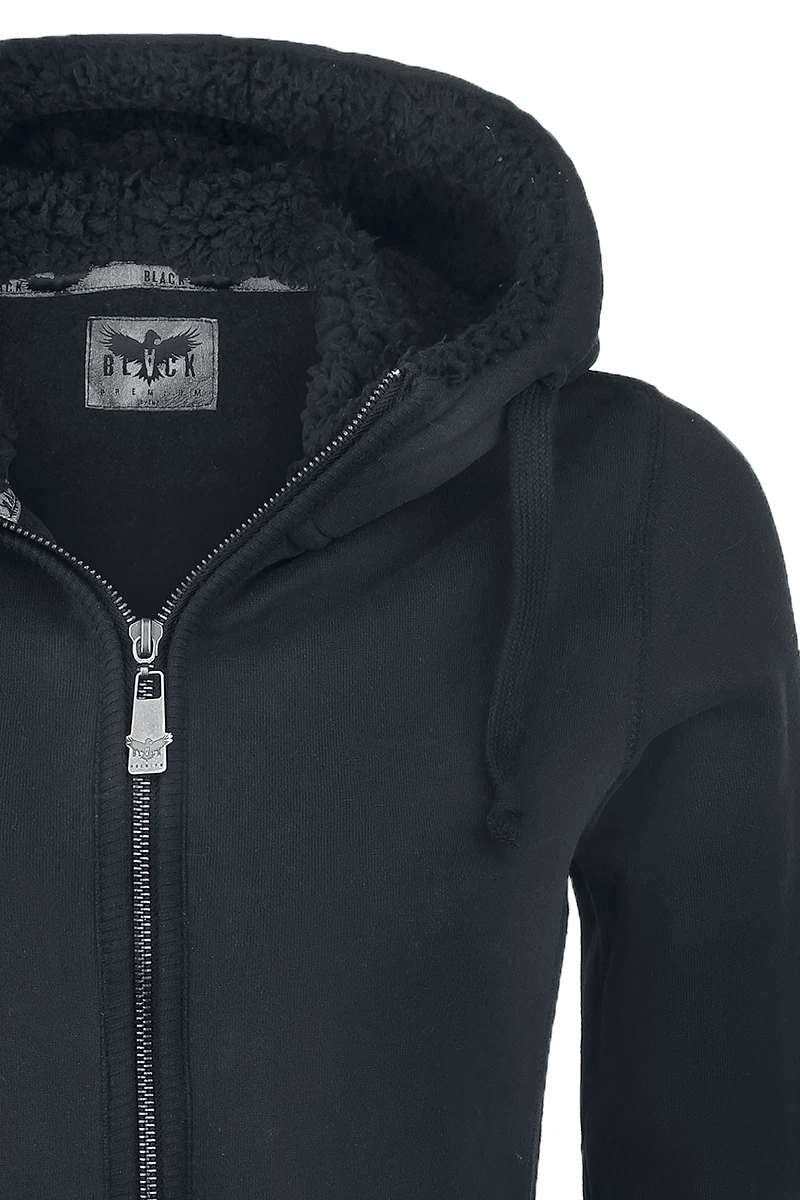 Black Premium by EMP Damen schwarze Kapuzenjacke mit Teddyfell-Kapuze