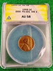 1955 Lincoln Wheat Cent 1c -(DDO) Double Die Obv. - FS-101 - Die 1 - ANACS AU 58