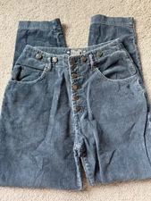 Sostanza Size 7/8 Corduroy Pants Women's Blue/Grey Y2K Vintage Look Button Fly