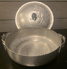 Serving Dish With Lid~8”~Vintage~Hammered Aluminum~Embossed~Tulip Floral Design — photo 8