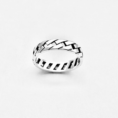 【Vintage】CHAIN LINK 925 SILVER RING 16号 925 Sterling Silver Vintage Mexico Modernist Chain Necklace