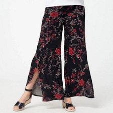 NWT TRUTH STYLE PRINTED WOVEN FULL LENGTH PANTS BLACK MULTI XXS