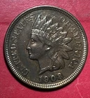 1908 US Indian Head Cent! Choice AU Details! Old US Coin!
