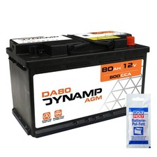 115AGM Car Battery Dynamp DA80 12V 80Ah 800CCA +Free Clamp Grease