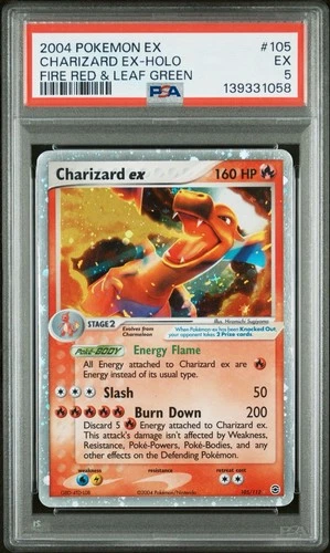 2004 Pokemon EX Fire Red & Leaf Green #105 Charizard EX Holo Rare PSA 5 EX