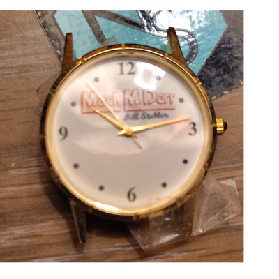 Mack M. Darr Bill Stalder Gold Analog Wristwatch White Dial Arabic Numerals