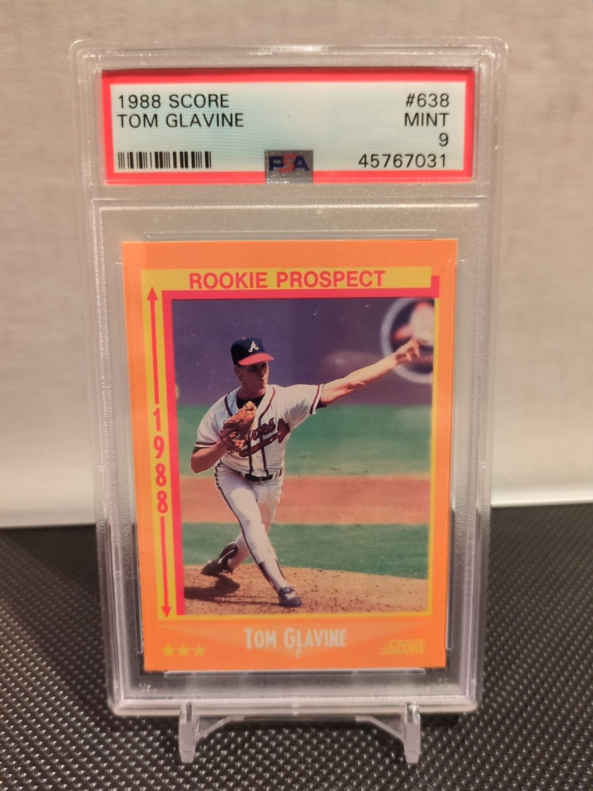 1988 SCORE #638 TOM GLAVINE RC BRAVES HOF ROOKIE PROSPECT PSA 9