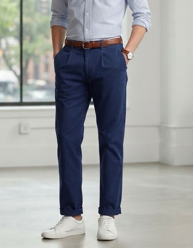 Vtg 2003 Tommy Hilfiger Mens Pleated Chino Pants Blue Size 38x32 Y2K Flag Logo