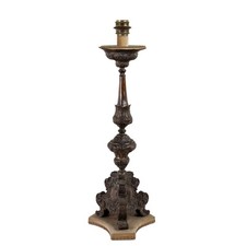 Torciere Antico Lamierino Sbalzato Trasformato Lampada '700-'800 Originale