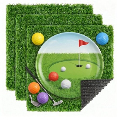3 Pack Artificial Grass Mats for Golf Party Decorations