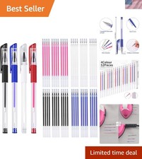 4 Pieces Heat Erasable Pens for Fabric with 28 Refills Fabric Marking Pens Fa...