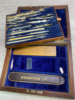 Vintage Technik Zeichner Set Technische Zeicheninstrumente Holzkoffer