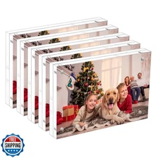 NIUBEE 4x6 Acrylic Photo Frames 5 Pack, Clear Desktop Double Sided Magnetic P