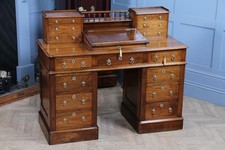Antique Victorian Solid Walnut Maple & Co Dickens 15 Drawer Writing Desk C1890