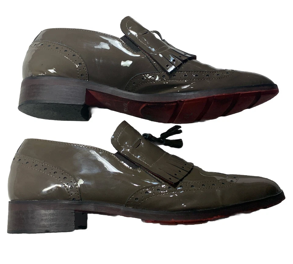 Zapato sin cordones Giordana F talla 41 puntas de ala vanguardista charol topo Italia Foto 4 de 4