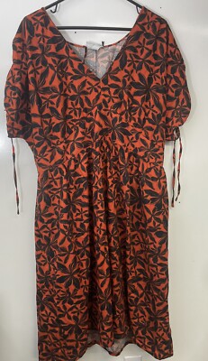 Ava & Viv Women's Plus Size XXL Cap Sleeve Dress Rust & Black Floral NEW