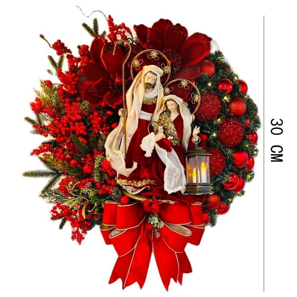 Hanging Ornaments Christmas Wreath Decor with Lights Sacred Christmas Wreath - Picture 6 of 6