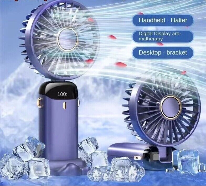 Portable Rechargeable LED Digital Display Fan 5 Speed Aromatherapy