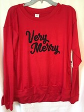 New Secret Treasures Womens Hacci Top Long Sleeve Lounge Nightshirt Very Merry