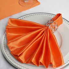 10 ORANGE Silky SATIN 20x20" Wedding NAPKINS Party Table Linens Catering SALE