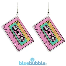 Bluebubble RETRO REWIND Tape Earrings Cute Kitsch Festival 80s 90s Disco Pop Fun