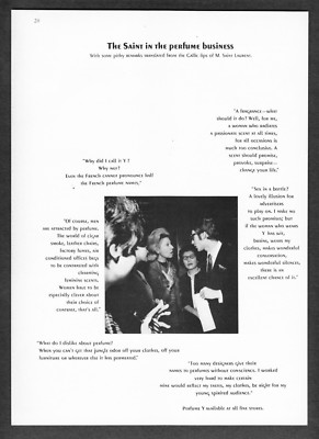 1966 Yves St. Saint Laurent photo ''In the Perfume Business'' Perfume Y print ad