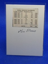 VINTAGE AUTOGRAPH with Baseball Career Stats DON ROSS