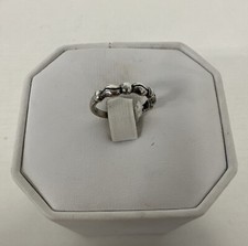 Vintage Sterling Silver Thin Stack Band Wave Swirl Dot Ring Sz 6.25 kw1123-807