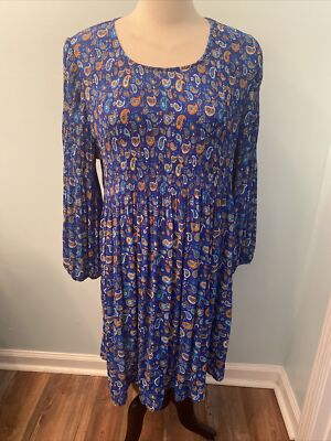 Chloe + Rene Blue Paisley Womens Sz 3 X Dress - Long Sleeves Flowy Gathered NWT | eBay Chloe + Rene Blue Paisley Womens Sz 3 X Dress - Long Sleeves Flowy Gathered NWT | eBay