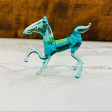 Mini blown Glass horse figurine studio art colorful glass collectible