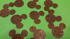 MICKEY MOUSE GLITTERY DIE CUTS 10 PARTIES, CUPCAKES, CONFETTI BIG 2" SIZE
