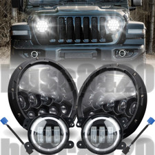 Pair 7 Led Halo Headlights 4inch Fog Light Drl Kit For Ford Wrangler Jk Lj Tj Pair 7 Led Halo Headlights 4inch Fog Light Drl Kit For Ford Wrangler Jk Lj Tj